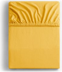 DecoKing Bavlněné jersey prostěradlo s gumou Amber žluté, velikost 80-90x200+30