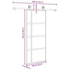 Vidaxl Posuvné dveře s kováním 90x205 cm tvrzeného sklo a hliník