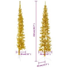 Vidaxl Úzký umělý poloviční vánoční stromek se stojanem zlatý 210 cm