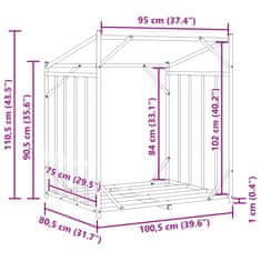 Vidaxl Stojan na palivové dřevo s krytem 100,5x80,5x110,5 cm