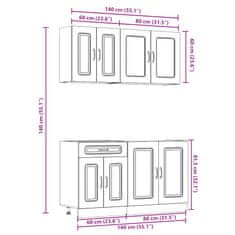 Vidaxl 4dílná sada kuchyňských skříněk "Kalmar" šedý sonoma kompozit