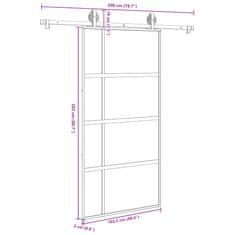 Vidaxl Posuvné dveře s kováním 102,5x205 cm tvrzeného sklo a hliník