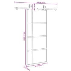 Vidaxl Posuvné dveře s kováním 90x205 cm tvrzeného sklo a hliník