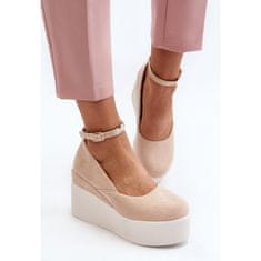 Dámské espadrilky na podpatku Light Beige velikost 40