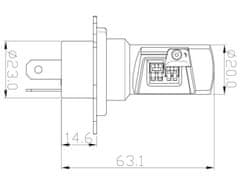 CARCLEVER V20 LED H4 bílá, 12/24V, 5000LM (95HLH-H4-V20) pár