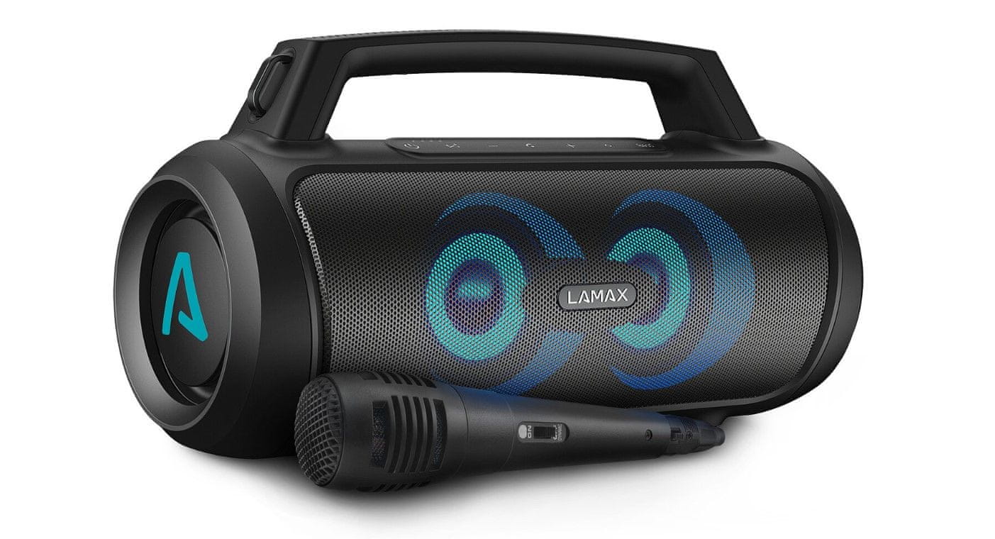  přenosný party reproduktor bluetooth LAMAX PartyGo1 Play super zvuk nabíjecí baterie bezdrátové párování masivní basy 