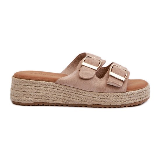 Dámské žabky s opletením Eco Suede Beige