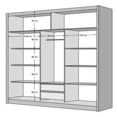 KONDELA Šatní skříň s posuvnými dveřmi Ladder 250 - černá / dub craft