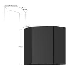 KONDELA Horní rohová kuchyňská skříňka Siber 60x60 GN-72 1F - černá