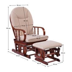 KONDELA Houpací křeslo s podnožkou Talman - ořech / béžová