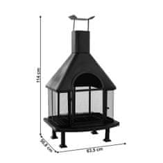 KONDELA Zahradní krb s grilem Arjen - černá