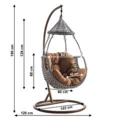 KONDELA Závěsné houpací křeslo Luanda - hnědá / šedohnědá