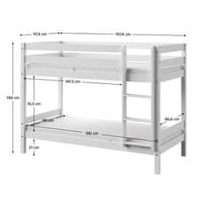 KONDELA Dřevěná patrová postel Olaf 90x190 cm - bílá