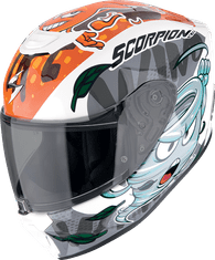 SCORPION Dětská moto přilba EXO-JNR AIR The4elements bílo/modro/oranžová YL