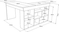 Houseland Rohový psací stůl Rex borovice Atlantic/antracitově šedý