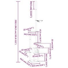 Vidaxl Kočičí strom ke stropu krémový 258,5–284,5 cm