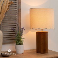 Atmosphera Stolní lampa s bílým stínítkem VANIA, dřevěná konstrukce, ? 28 cm