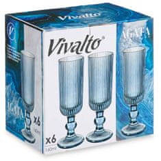 VIVALTO Sklenice na šampaňské LINES z rýhovaného skla, sada 6 ks, 160 ml