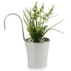 IBERGARDEN	 Visací květináč ve tvaru kbelíku, cínový, bílý, ? 13 cm