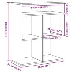 Vidaxl Knihovna dub artisan 66x31x80 cm kompozitní dřevo