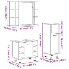 Vidaxl 3dílný set koupelnového nábytku betonově šedý kompozitní dřevo