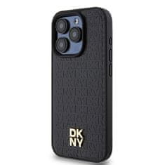 DKNY Originální kryt DKNY Leather Monogram Pattern Metal Logo MagSafe DKHMP15LPSHRPSK for Apple iPhone 15 Pro , barva černá