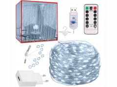 Verk 26206 Vánoční světelný závěs USB, 300 LED, dálkové ovládání, studená bílá 3 x 3 m