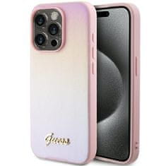 Guess Kryt Guess GUHCP14XPSAIRSP Apple iPhone 14 Pro Max hardcase Saffiano Iridescent Script pink