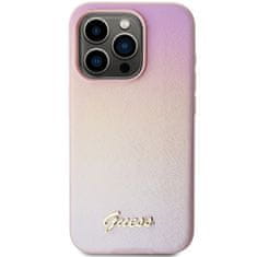 Guess Kryt Guess GUHCP14XPSAIRSP Apple iPhone 14 Pro Max hardcase Saffiano Iridescent Script pink