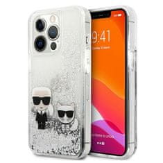 Karl Lagerfeld Kryt Karl Lagerfeld KLHCP13LGKCS Apple iPhone 13 Pro silver hardcase Liquid Glitter Karl&Choupette