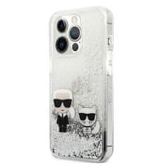 Karl Lagerfeld Kryt Karl Lagerfeld KLHCP13LGKCS Apple iPhone 13 Pro silver hardcase Liquid Glitter Karl&Choupette