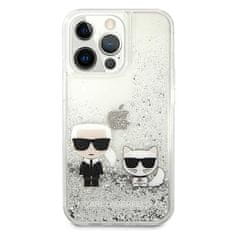 Karl Lagerfeld Kryt Karl Lagerfeld KLHCP13LGKCS Apple iPhone 13 Pro silver hardcase Liquid Glitter Karl&Choupette