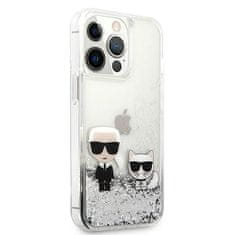 Karl Lagerfeld Kryt Karl Lagerfeld KLHCP13LGKCS Apple iPhone 13 Pro silver hardcase Liquid Glitter Karl&Choupette