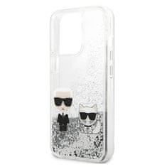 Karl Lagerfeld Kryt Karl Lagerfeld KLHCP13LGKCS Apple iPhone 13 Pro silver hardcase Liquid Glitter Karl&Choupette