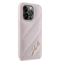 Karl Lagerfeld Kryt Karl Lagerfeld KLHCP14LPQDSMGP Apple iPhone 14 Pro hardcase Diagonal Quilted Script pink