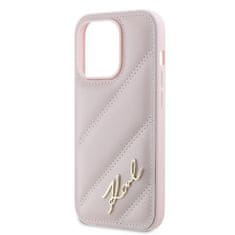 Karl Lagerfeld Kryt Karl Lagerfeld KLHCP14LPQDSMGP Apple iPhone 14 Pro hardcase Diagonal Quilted Script pink