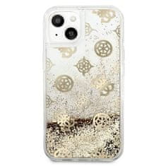 Guess Kryt Guess GUHCP13SLGPEGO Apple iPhone 13 mini gold hardcase Peony Liquid Glitter