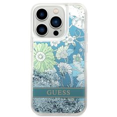 Guess Kryt Guess GUHCP14XLFLSN Apple iPhone 14 Pro Max green hardcase Flower Liquid Glitter