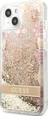 Guess Kryt Guess GUHCP13SLFLSD Apple iPhone 13 mini gold hardcase Paisley Liquid Glitter