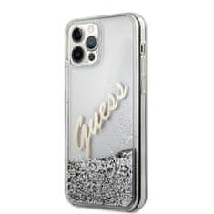 Guess Kryt Guess GUHCP12LGLVSSI Apple iPhone 12 Pro Max silver hardcase Glitter Vintage Script