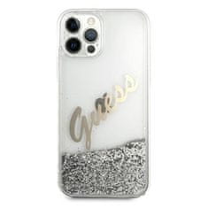 Guess Kryt Guess GUHCP12LGLVSSI Apple iPhone 12 Pro Max silver hardcase Glitter Vintage Script