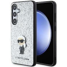 Karl Lagerfeld Kryt Karl Lagerfeld KLHCS24MGCNPSG Samsung Galaxy S24+ Plus hardcase Glitter Ikonik Logo Metal Pin silver