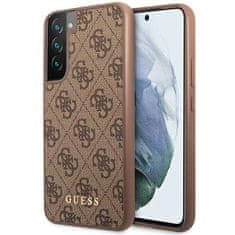 Guess Kryt Guess GUHCS23SG4GFBR Samsung Galaxy S23 brown hard case 4G Metal Gold Logo