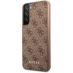 Guess Kryt Guess GUHCS23SG4GFBR Samsung Galaxy S23 brown hard case 4G Metal Gold Logo