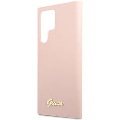 Guess Kryt Guess GUHCS23LLSLMGPP Samsung Galaxy S23 Ultra pink hardcase Silicone Script Metal Logo