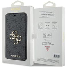 Guess Kryt Guess GUBKP15S4GMGGR Apple iPhone 15 / 14 / 13 book 4G Metal Logo grey