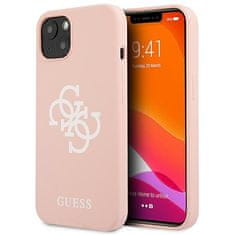 Guess Kryt Guess GUHCP13SLS4GWPI Apple iPhone 13 mini pink hard case Silicone 4G Logo