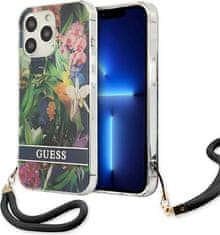 Guess Kryt Guess GUHCP13LHFLSB Apple iPhone 13 Pro blue hardcase Flower Strap