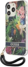 Guess Kryt Guess GUHCP13LHFLSB Apple iPhone 13 Pro blue hardcase Flower Strap