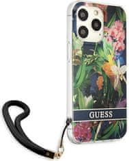 Guess Kryt Guess GUHCP13LHFLSB Apple iPhone 13 Pro blue hardcase Flower Strap